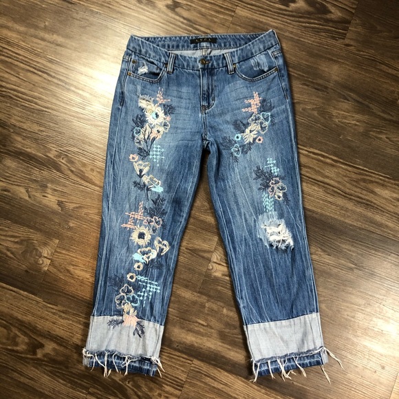 Liverpool Jeans Company Denim - LYPL by Liverpool Cropped Embroidered Jeans Sz: 4